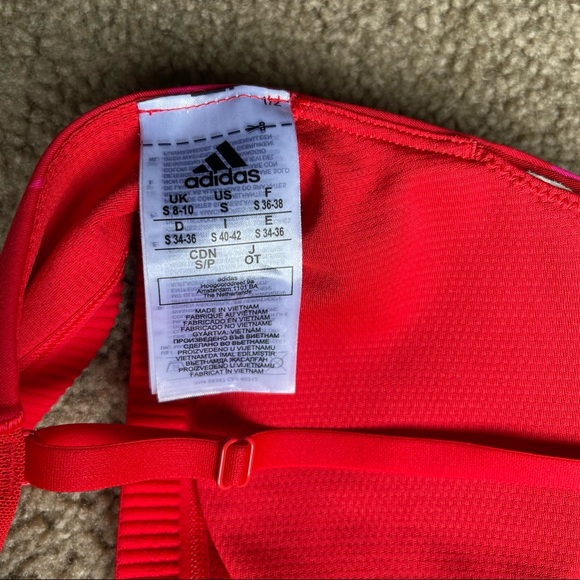 adidas Marimekko All Me Bra Sz S In Vivid Red/Team Real Magenta - Picture 7 of 8